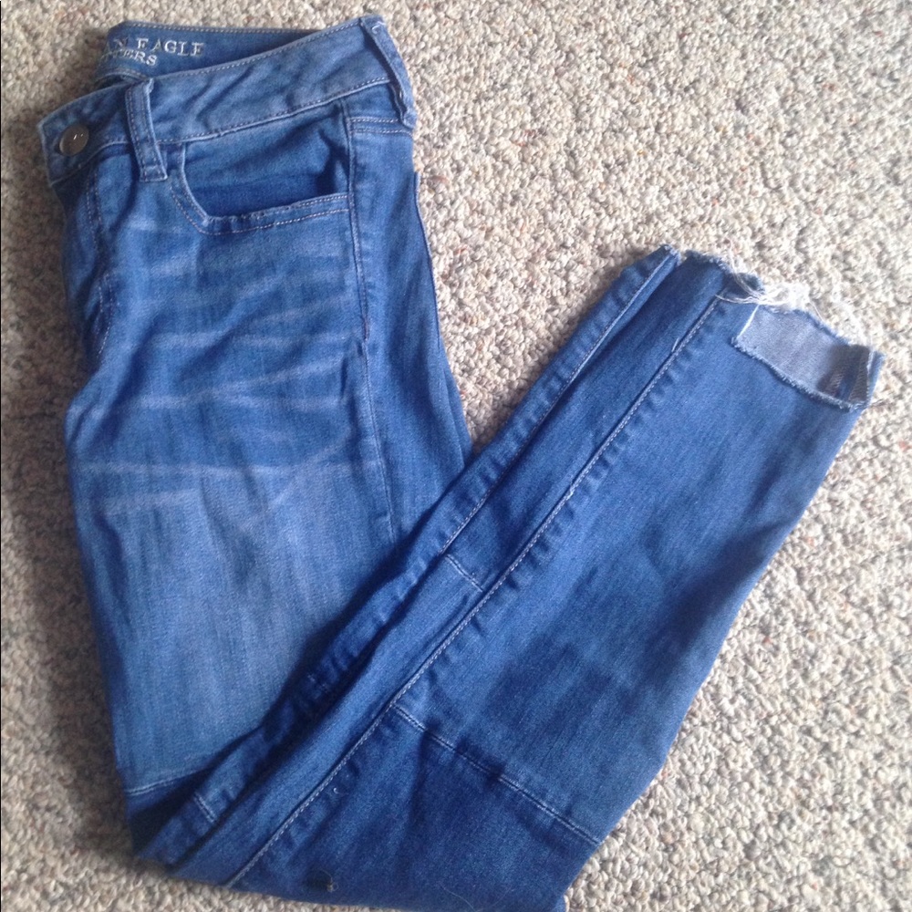 American Eagle Outfitters patchwork ankle jeans